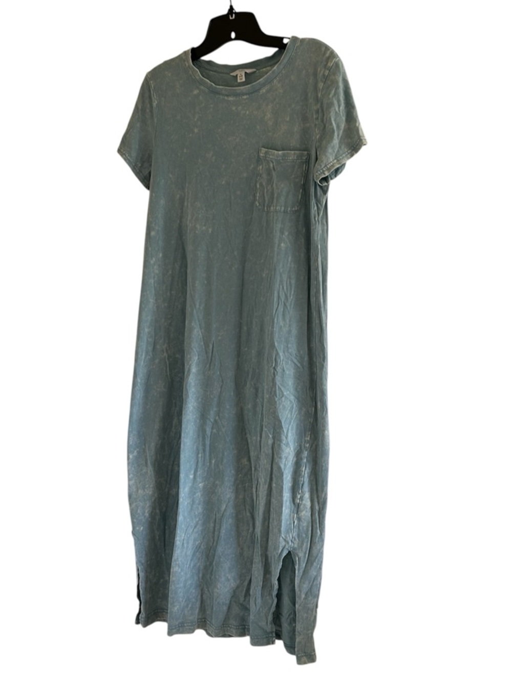 Time and Tru Tie-Dye Blue Size Small Short Sleeve Midi Dress